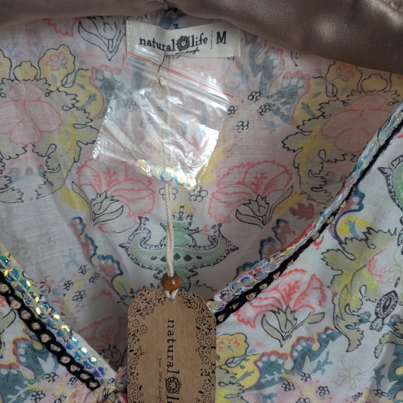 NATURAL LIFE Multi-Color Floral Paisley Peasant Blouse New With Tags. - Picture 5 of 5